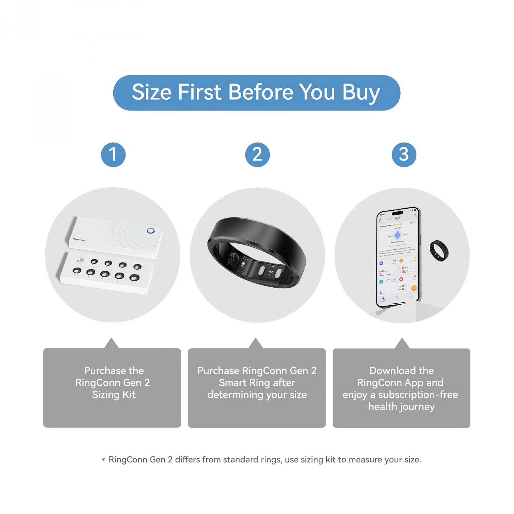 Розумне кільце RingConn Gen 2 Matte Black (Size 7)